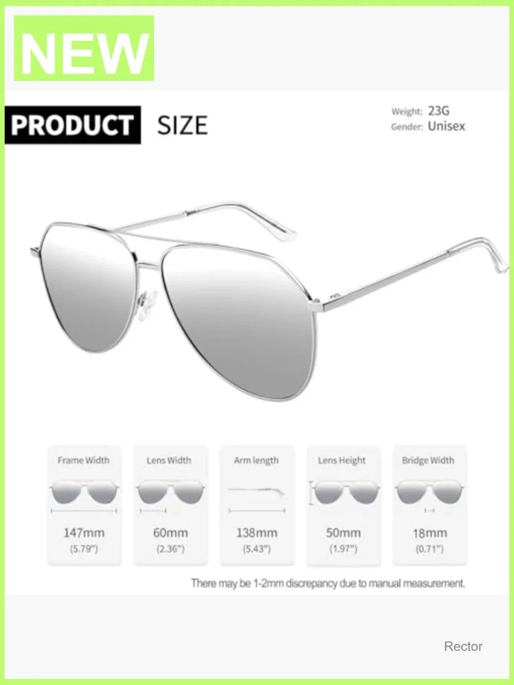 Classic Military Aviation Sunglasses Unisex Rectangle Shades UV400